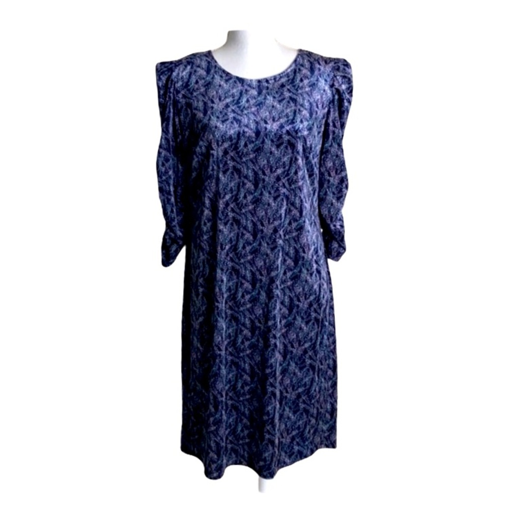Woman calf sleeve velvet dress size 8 navy blue